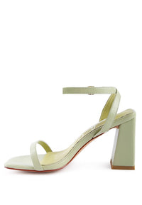 BLOCK HEEL ANKLE STRAP SANDALS