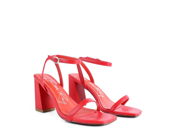 BLOCK HEEL ANKLE STRAP SANDALS