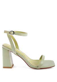 BLOCK HEEL ANKLE STRAP SANDALS