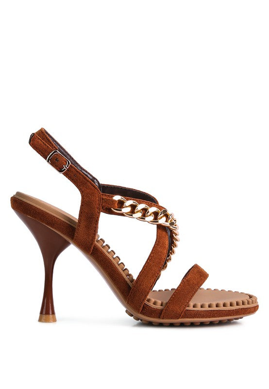 DOMEDA METAL CHAIN MID HEEL SANDAL