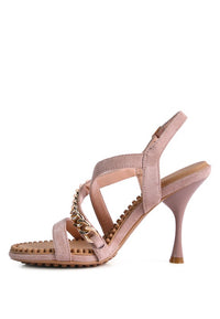 DOMEDA METAL CHAIN MID HEEL SANDAL