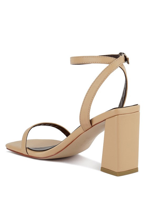 BLOCK HEEL ANKLE STRAP SANDALS