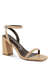 BLOCK HEEL ANKLE STRAP SANDALS