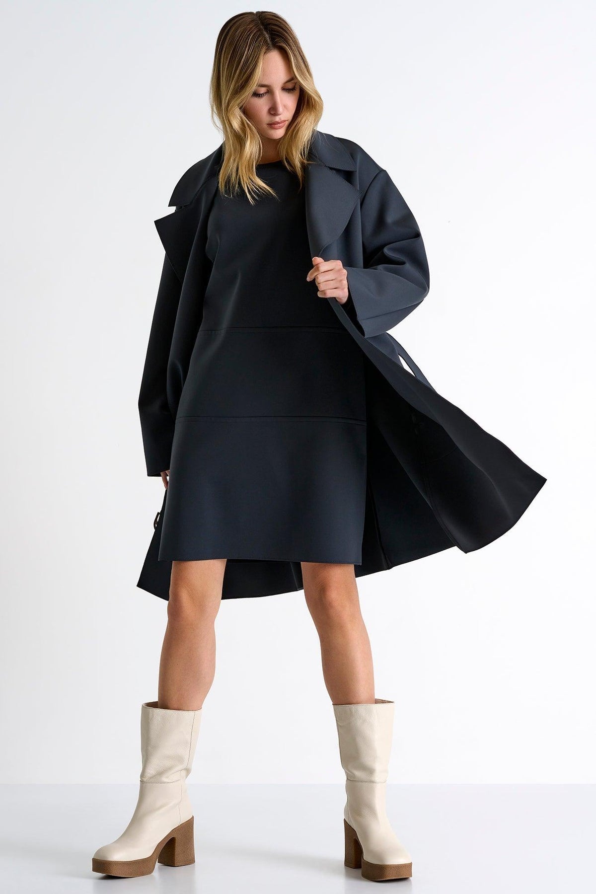 Anthracite Blue Mini Dress -  Dresses - Empress De Luxe
