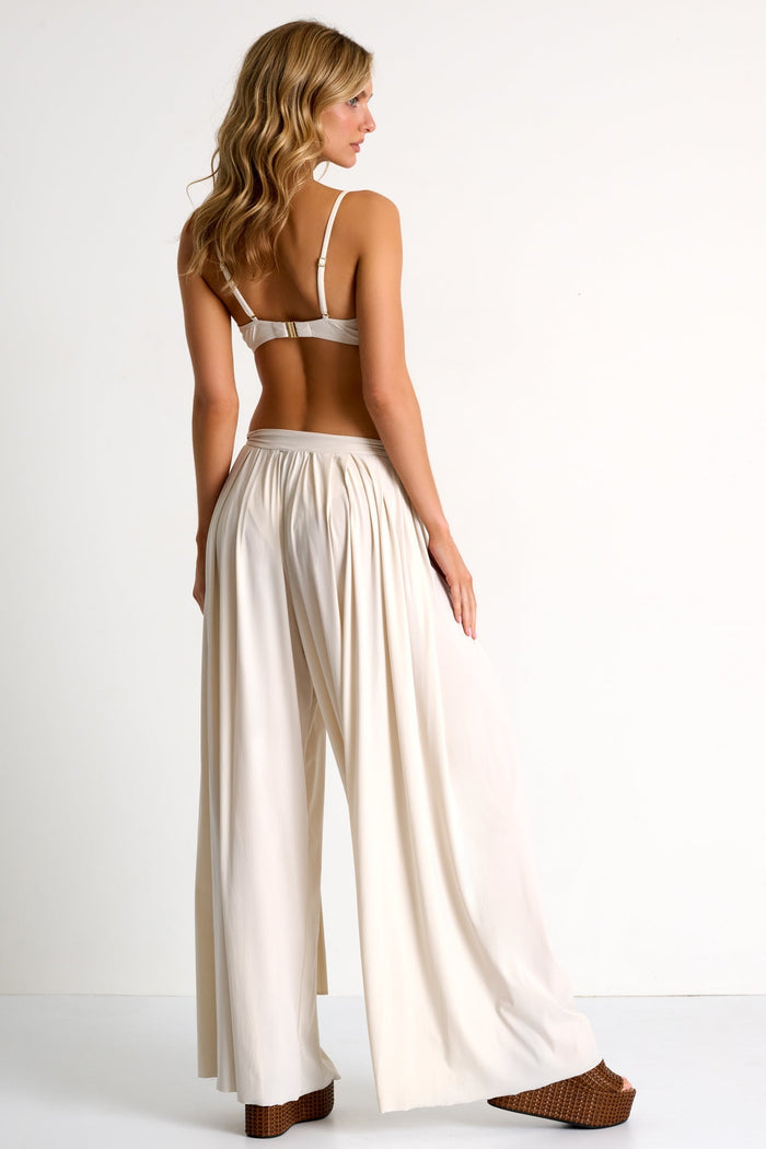 Beige Wide-Leg Palazzo Pants