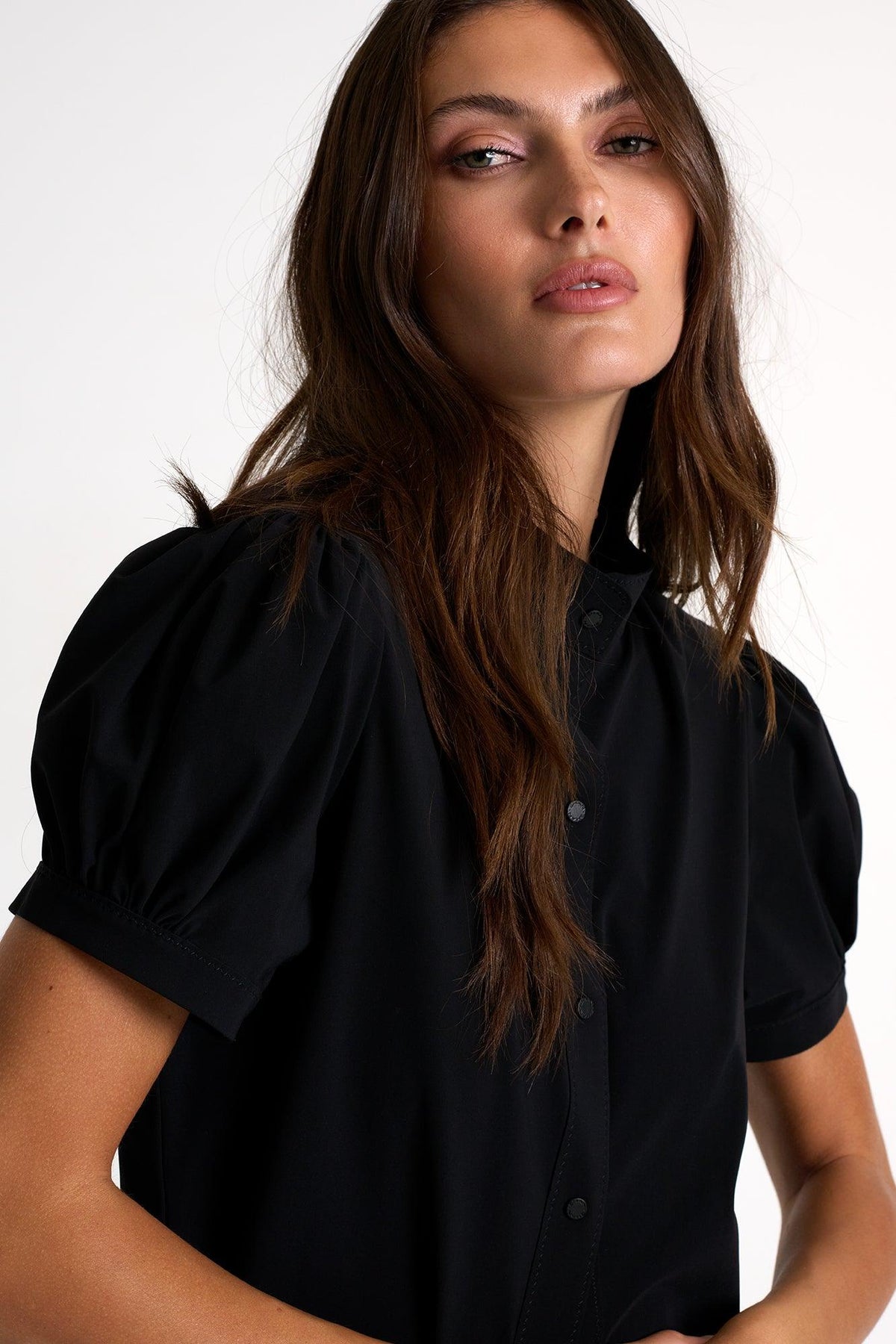 Black Casual Cotton Poplin Shirt -  Tops - Empress De Luxe