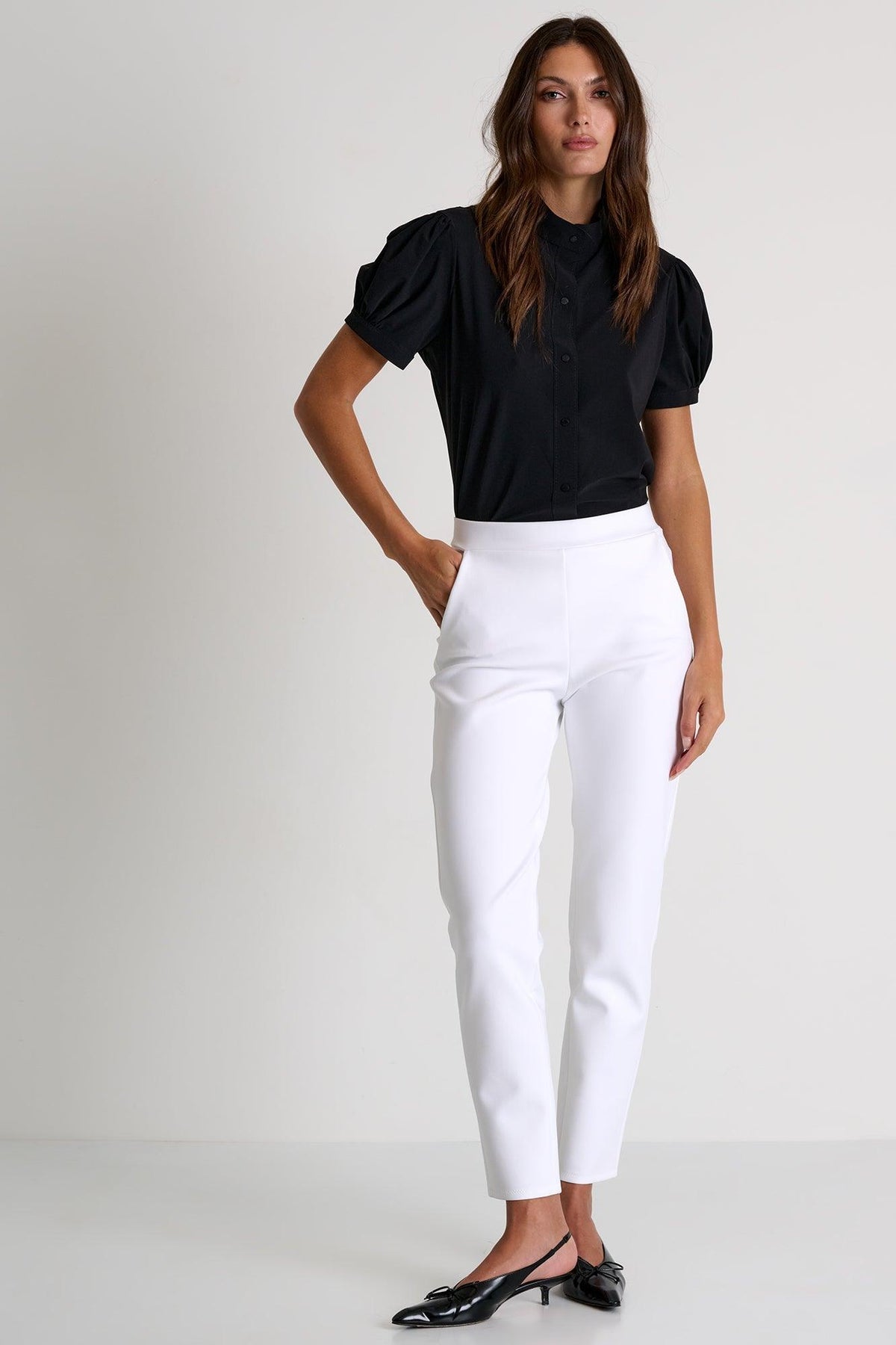 Black Casual Cotton Poplin Shirt -  Tops - Empress De Luxe