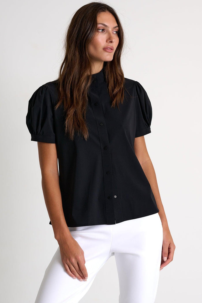 Black Casual Cotton Poplin Shirt -  Tops - Empress De Luxe