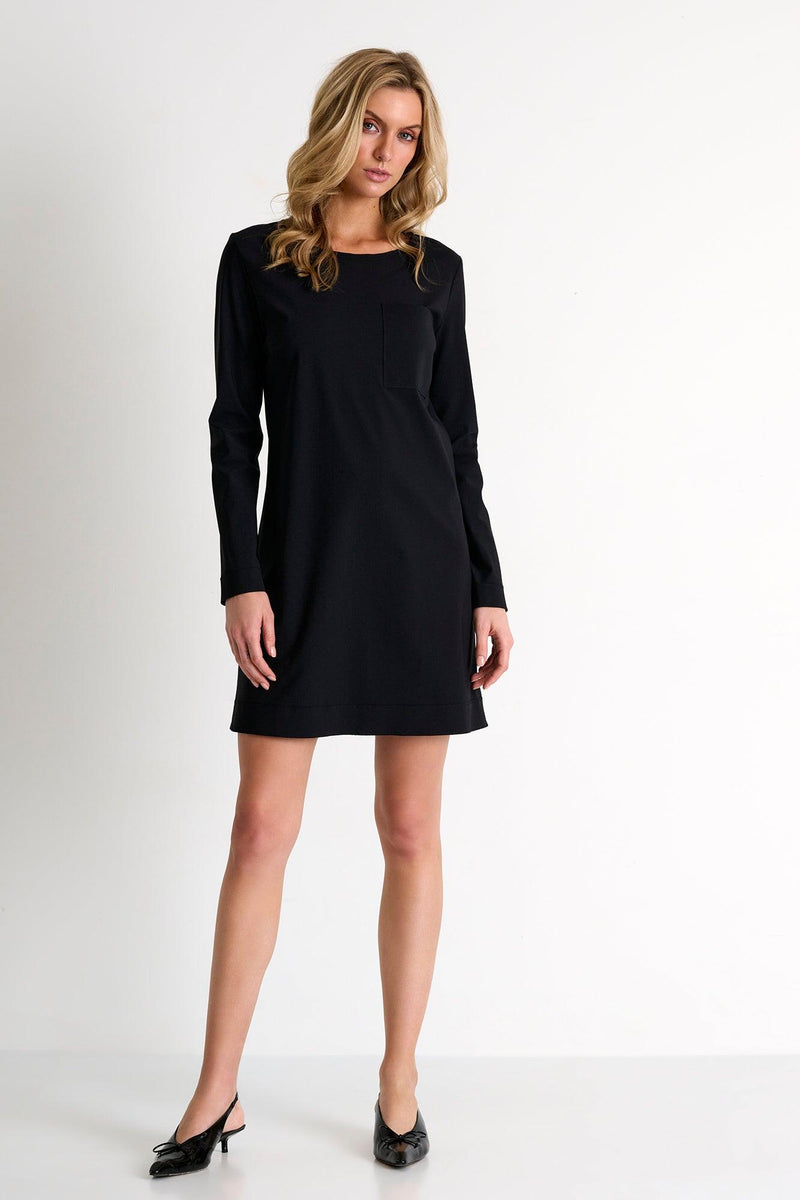 Black Long-Sleeved Lycra Dress -  Dresses - Empress De Luxe