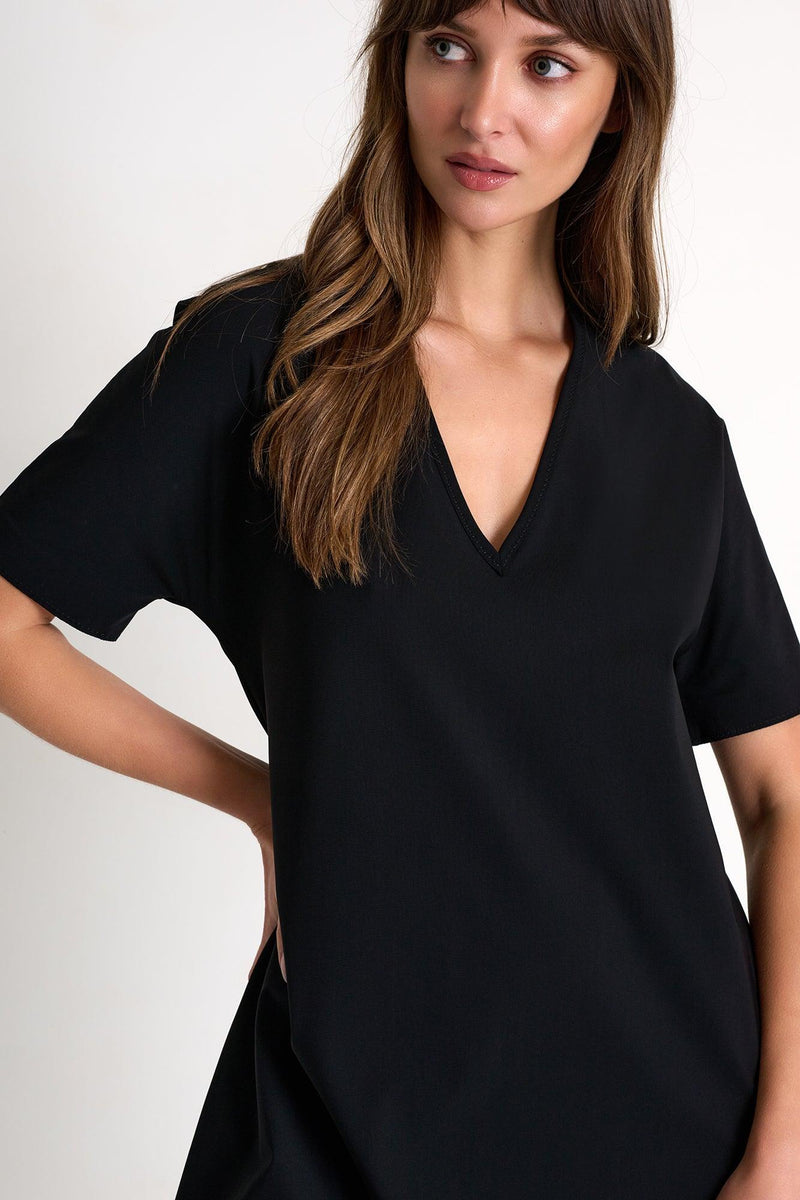 Lycra V-Neck Dress - 52535-67-800 02 / 800 Black / 75% POLYAMIDE, 25% ELASTANE
