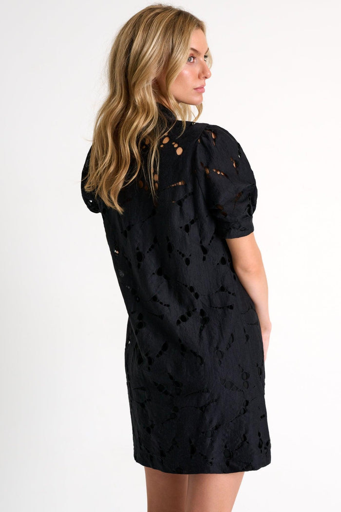 Black Modern Lace Puff Sleeves Dress -  Dresses - Empress De Luxe