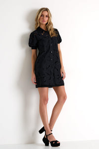 Black Modern Lace Puff Sleeves Dress -  Dresses - Empress De Luxe