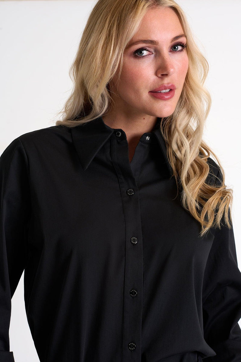 Black Poplin Shirt -  Tops - Empress De Luxe
