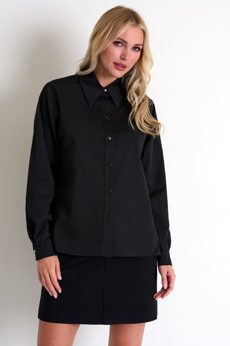 Black Poplin Shirt -  Tops - Empress De Luxe