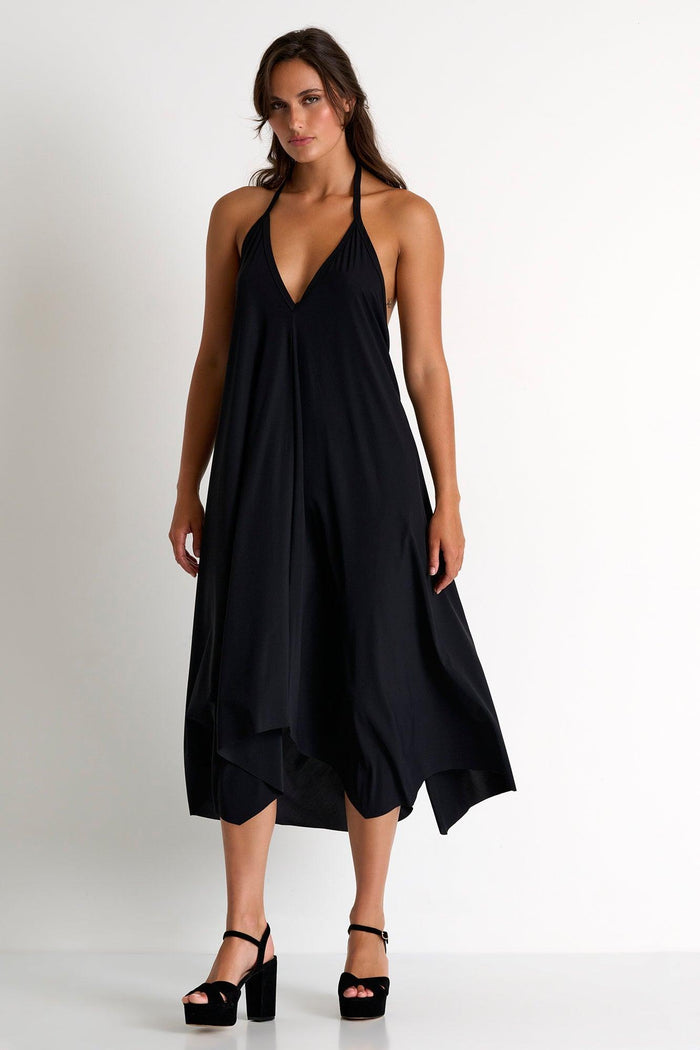 Black V-Neck Maxi Dress -  Dresses - Empress De Luxe