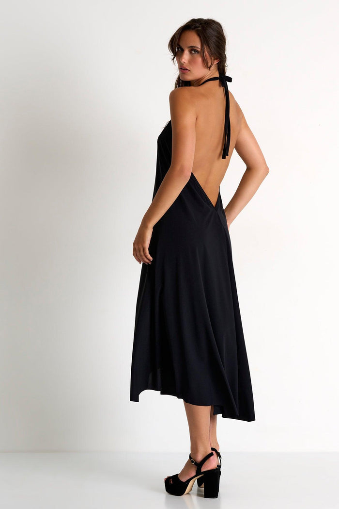 Black V-Neck Maxi Dress -  Dresses - Empress De Luxe