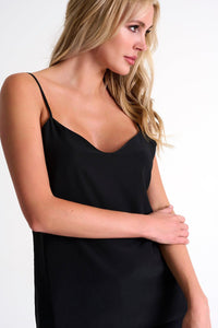 Caviar Black Bias-Cut Silk Camisole -  Tops - Empress De Luxe