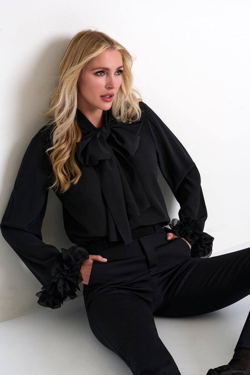 Caviar Black Contemporary Tailored Trousers -  Pants - Empress De Luxe