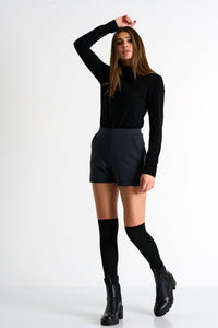 Caviar Black Long Sleeve Mock Neck Shirt -  Tops - Empress De Luxe