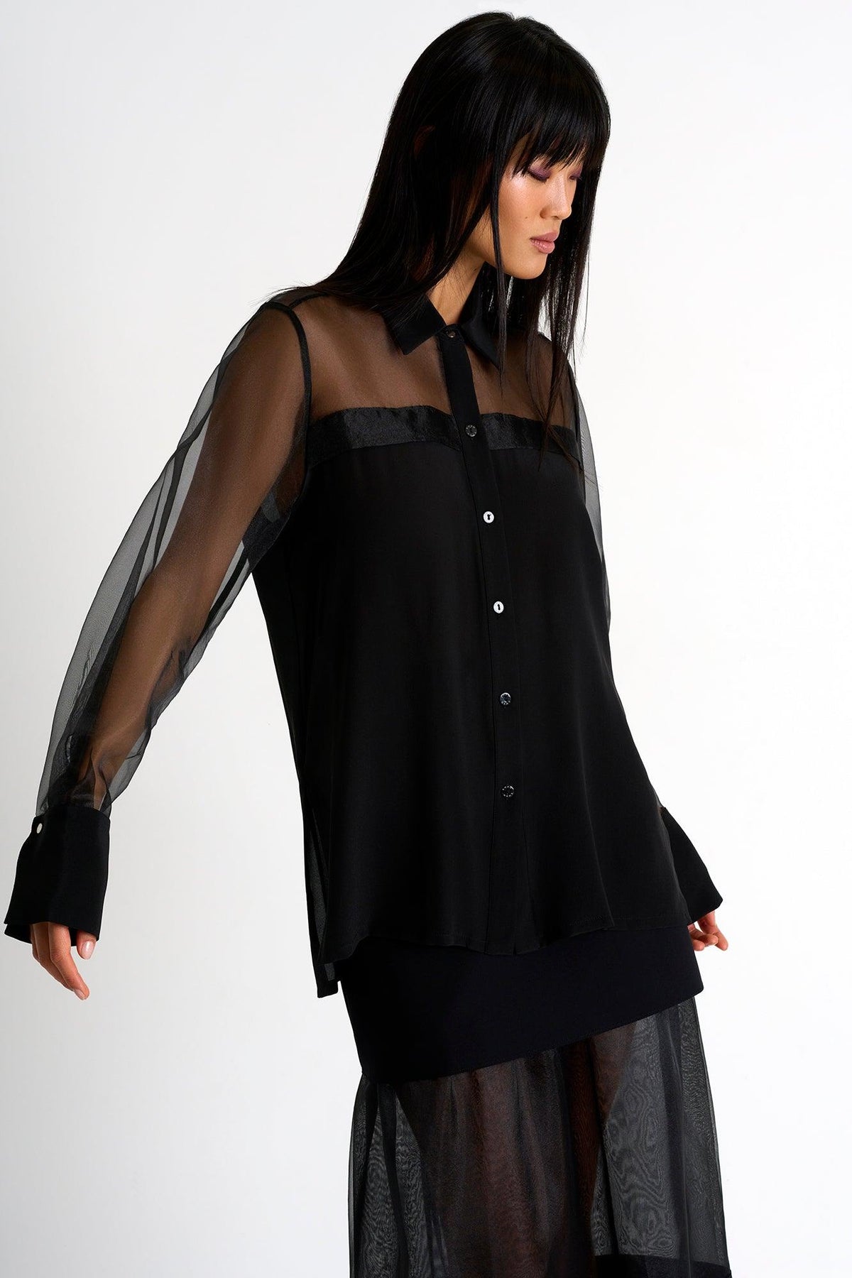 Caviar Black Silk Elegant Blouse -  Tops - Empress De Luxe