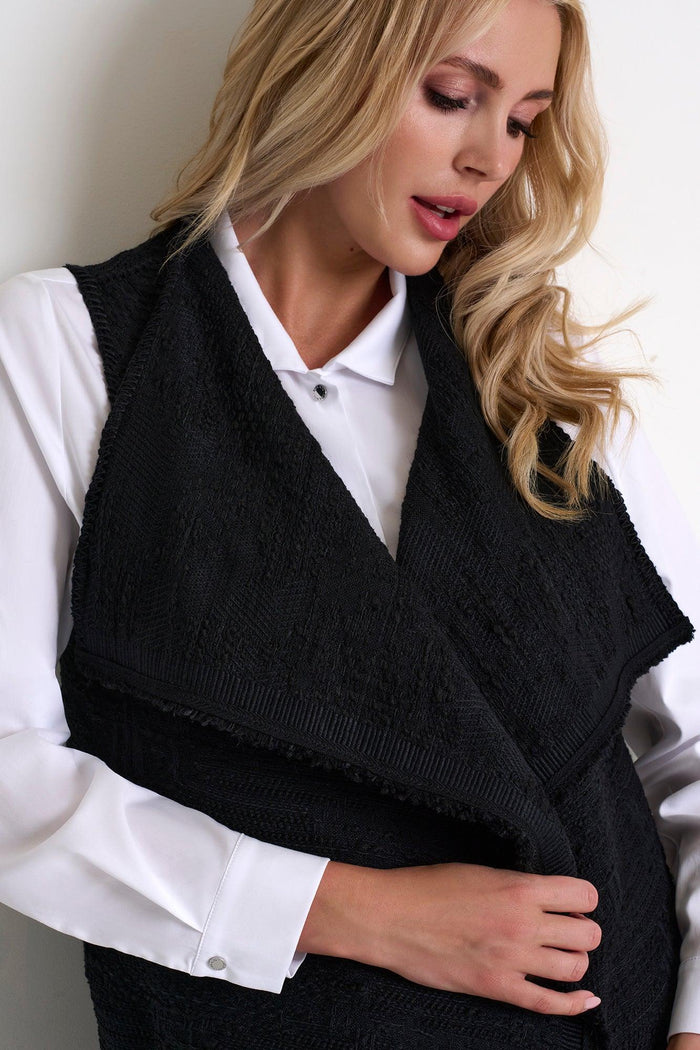 Caviar Black Sleeveless Long Vest -  Vest - Empress De Luxe