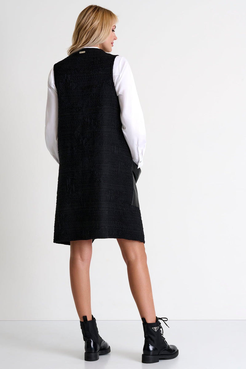 Caviar Black Sleeveless Long Vest -  Vest - Empress De Luxe