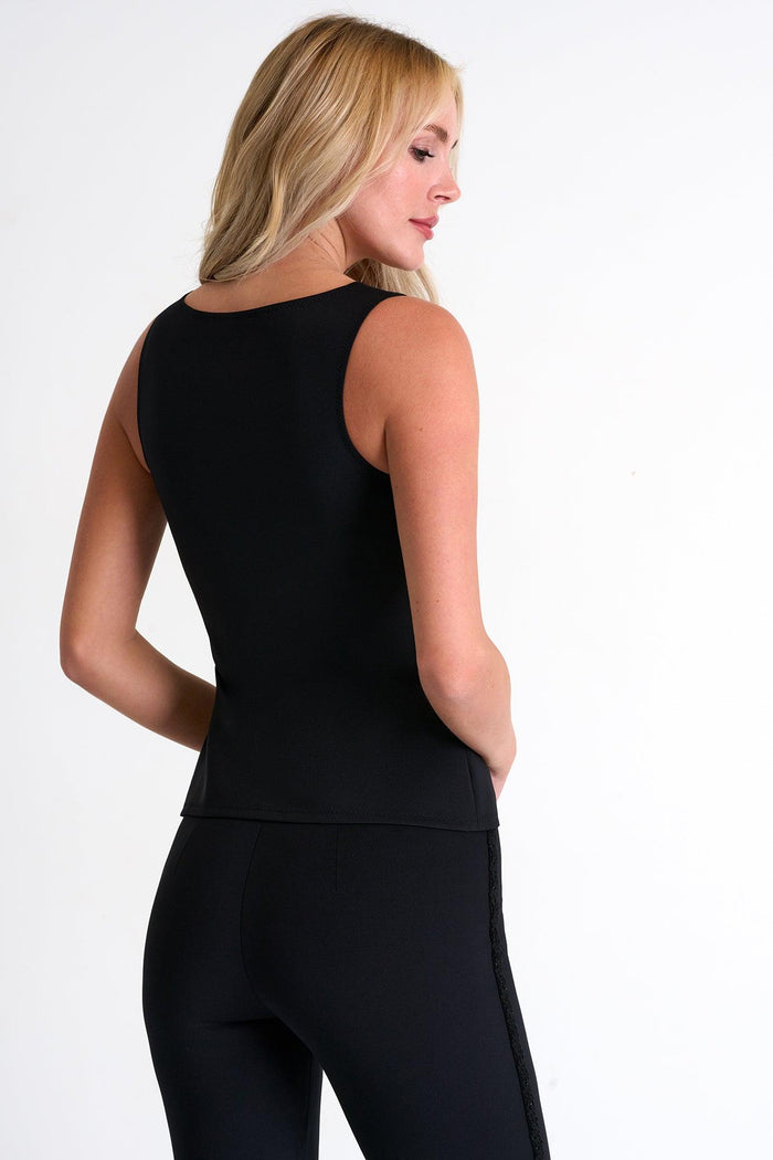 Caviar Black Wide Strap Jersey Top -  Tops - Empress De Luxe