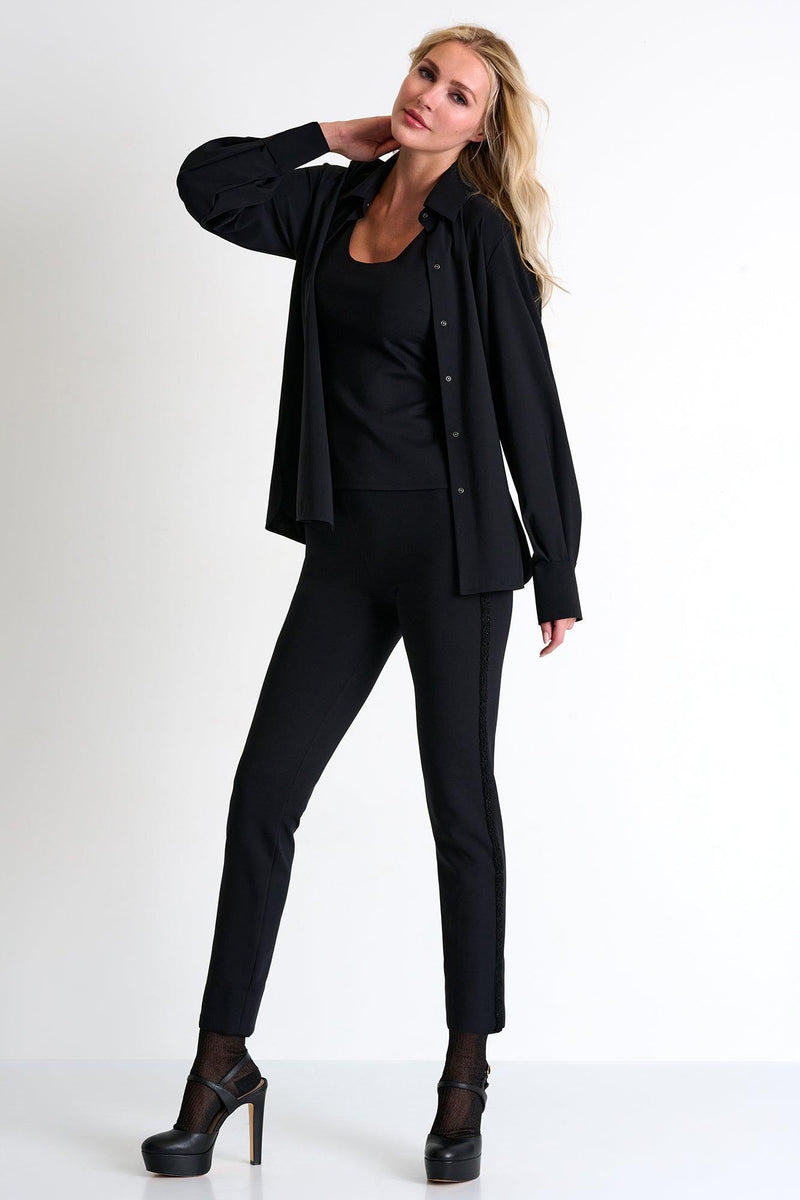 Caviar Black Wide Strap Jersey Top -  Tops - Empress De Luxe