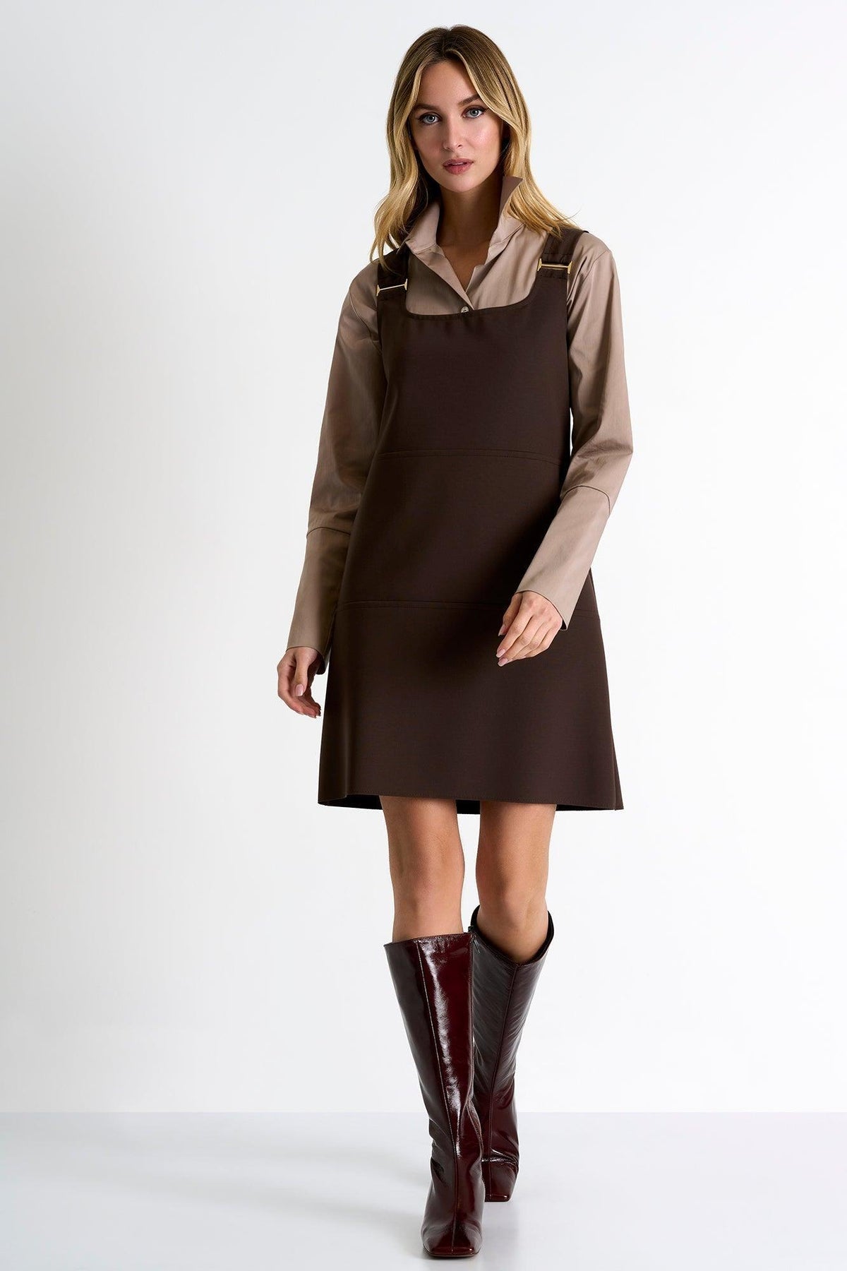 Chocolate Brown Mini Dress -  Dress - Empress De Luxe
