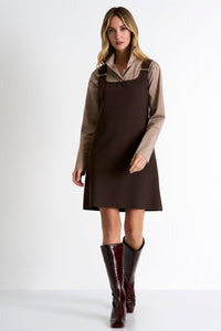 Chocolate Brown Mini Dress -  Dress - Empress De Luxe