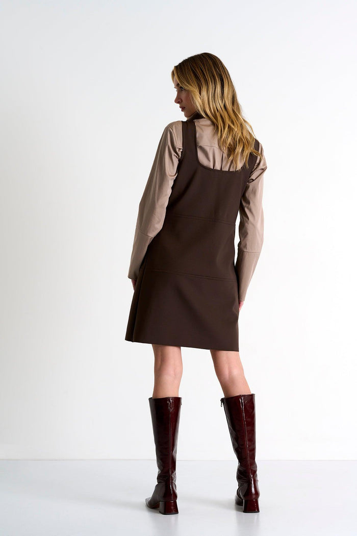Chocolate Brown Mini Dress -  Dress - Empress De Luxe