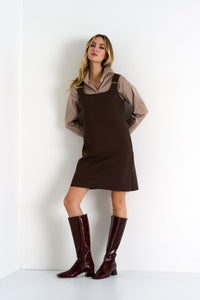 Chocolate Brown Mini Dress -  Dress - Empress De Luxe