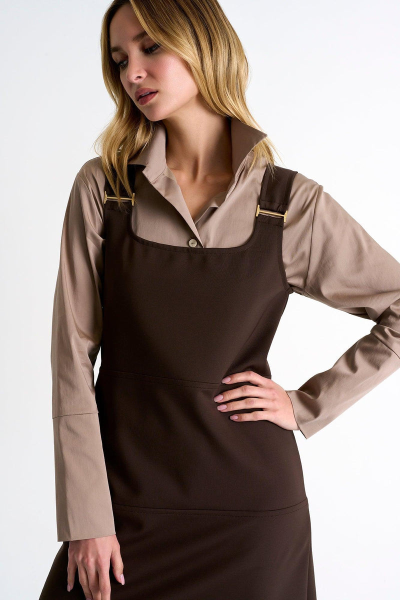 Chocolate Brown Mini Dress -  Dress - Empress De Luxe