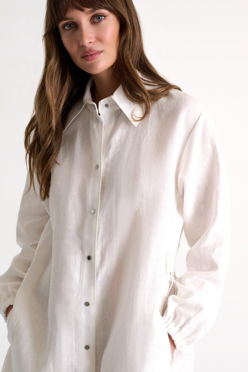 Cream Linen Shirt Dress in Dresses at Empress De Luxe.