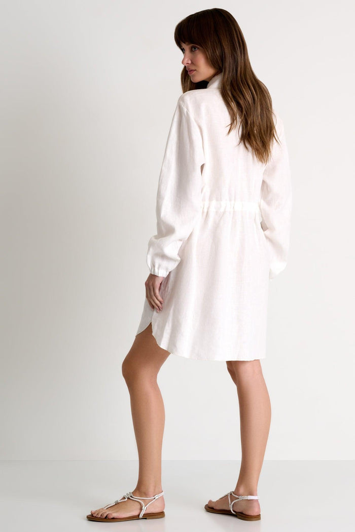Cream Linen Shirt Dress in Dresses at Empress De Luxe.