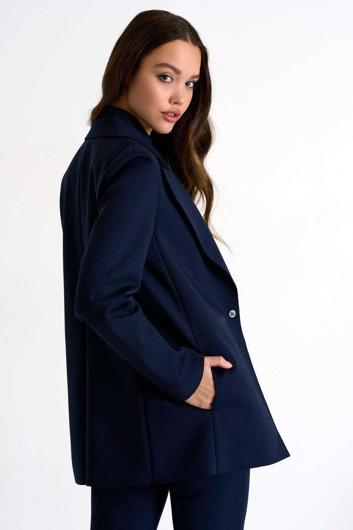 Navy Classic Long Blazer -  Blazer - Empress De Luxe