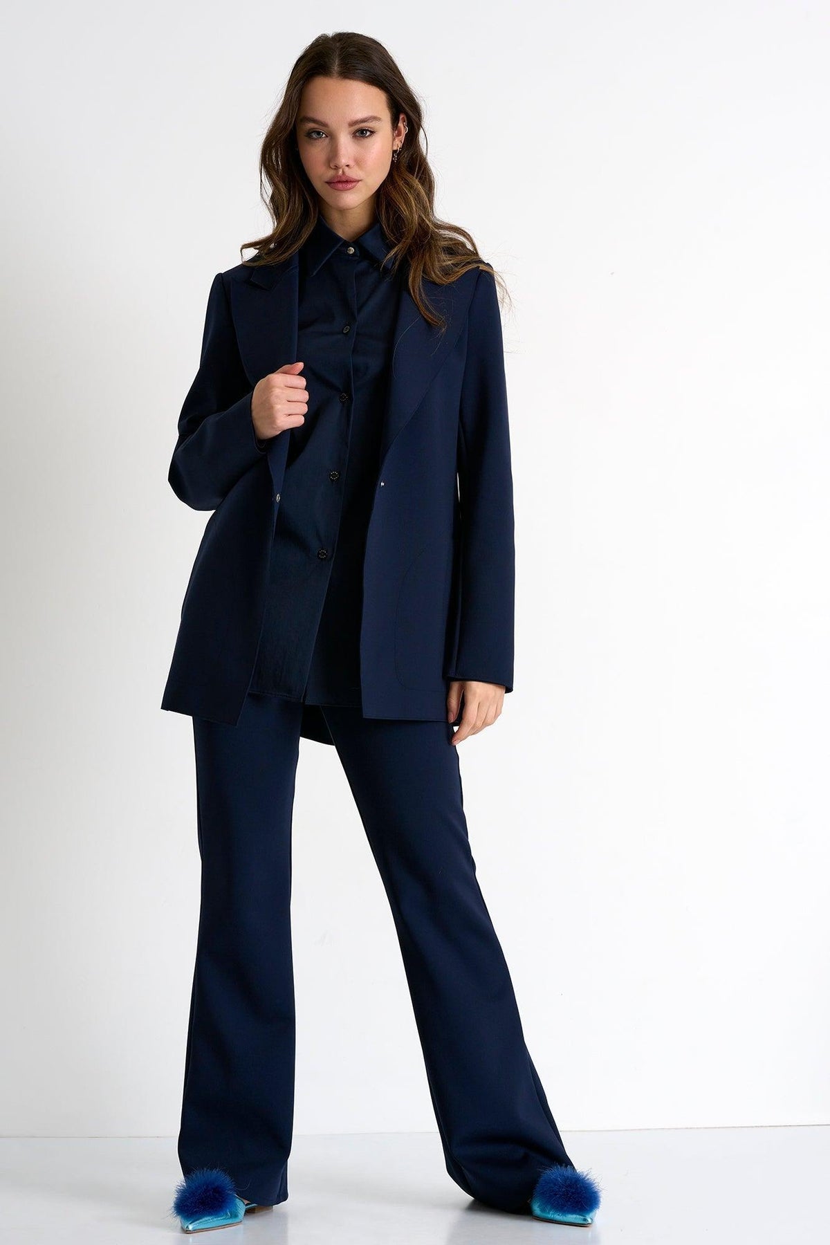 Navy Classic Long Blazer -  Blazer - Empress De Luxe