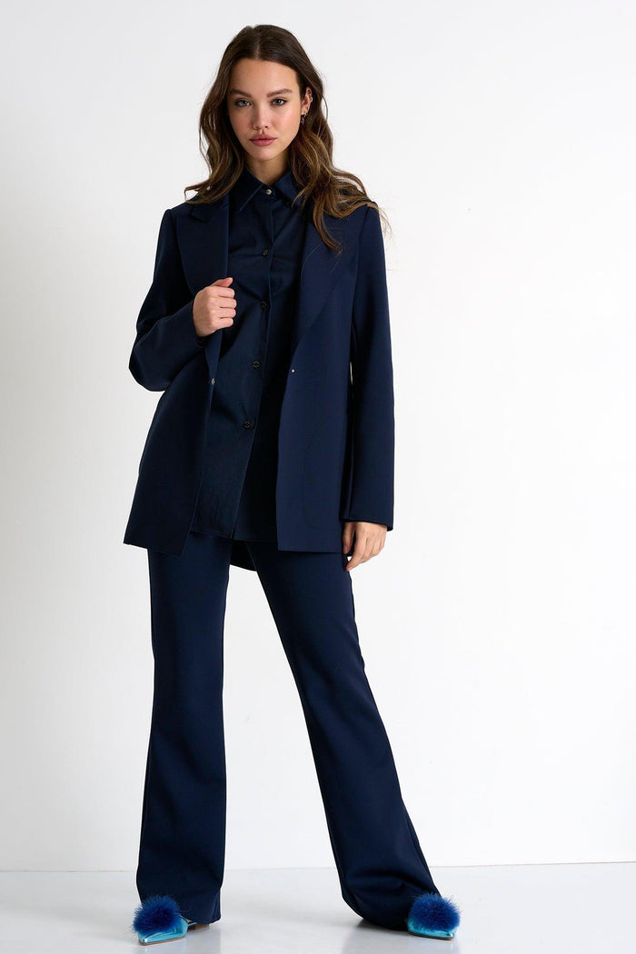 Navy Classic Long Blazer -  Blazer - Empress De Luxe