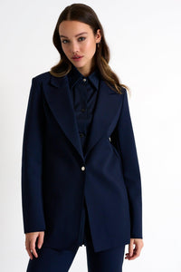 Navy Classic Long Blazer -  Blazer - Empress De Luxe