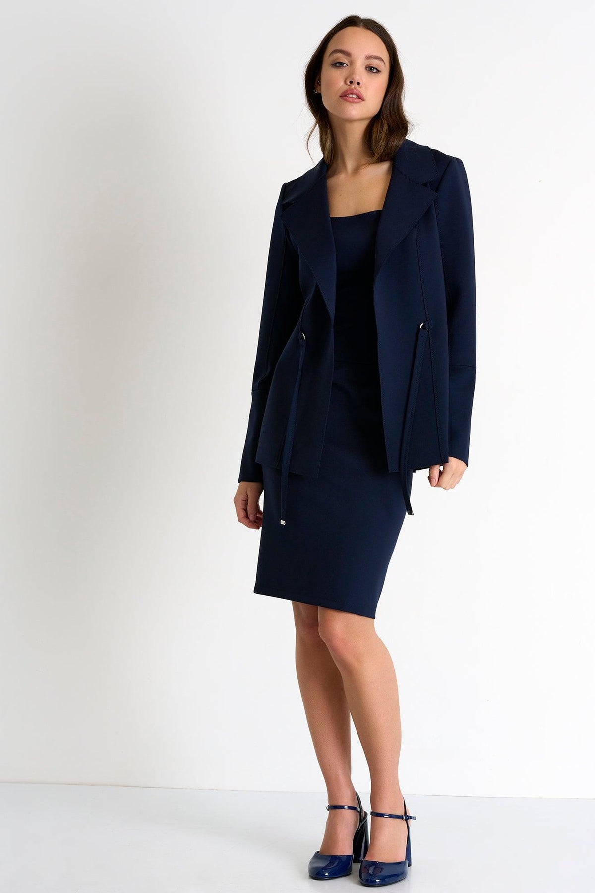 Navy Pencil Skirt -  Bottoms - Empress De Luxe