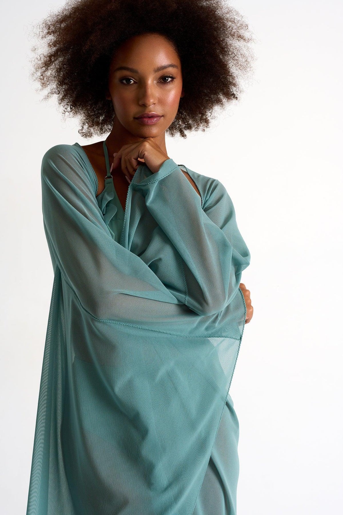 Sage Long Mesh Kimono -  Swimwear - Empress De Luxe
