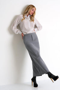 Silver Gray Contemporary Maxi Skirt -  Bottoms - Empress De Luxe