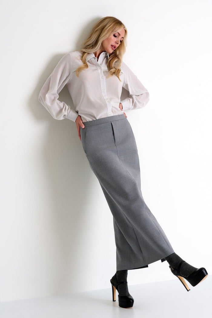 Silver Gray Contemporary Maxi Skirt -  Bottoms - Empress De Luxe