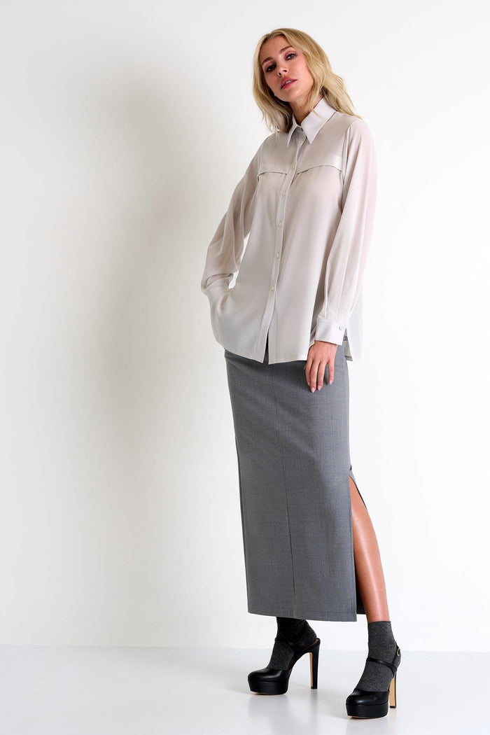 Silver Gray Contemporary Maxi Skirt -  Bottoms - Empress De Luxe