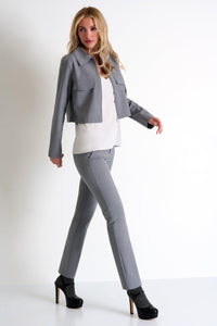 Silver Gray Contemporary Short Jacket -  Jacket - Empress De Luxe