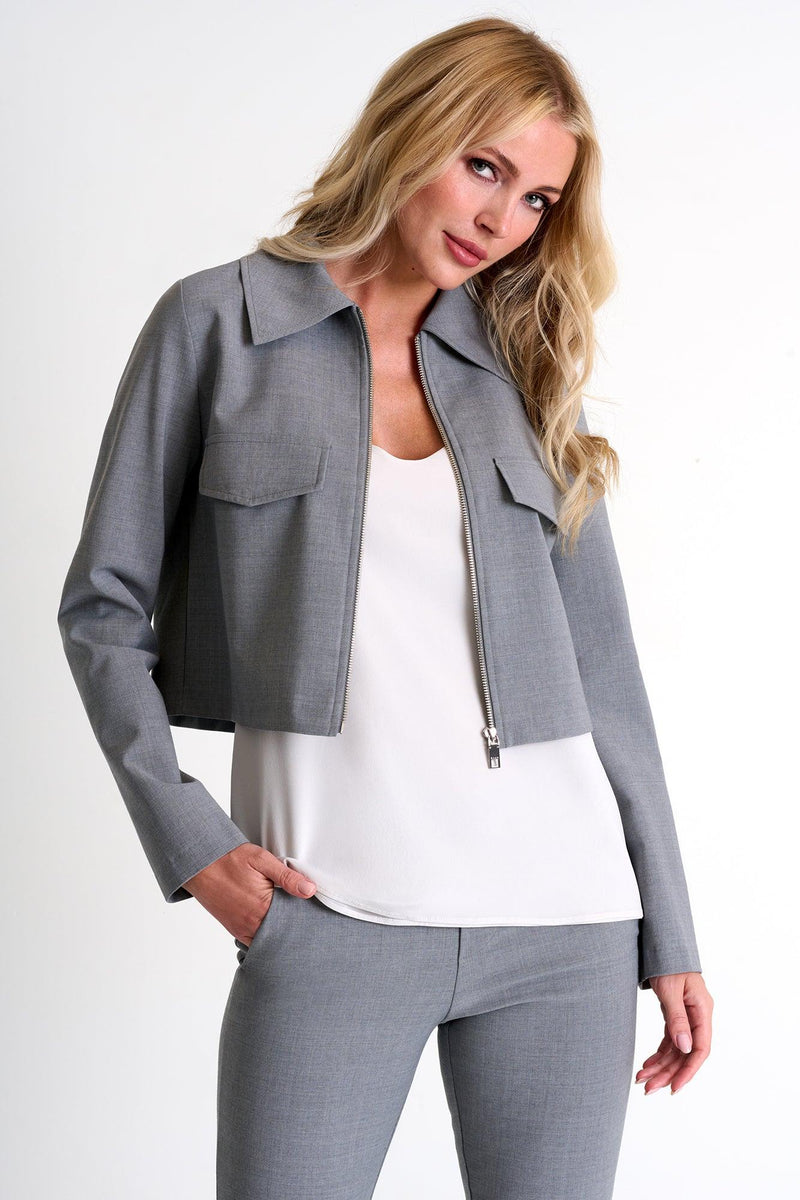 Silver Gray Contemporary Short Jacket -  Jacket - Empress De Luxe
